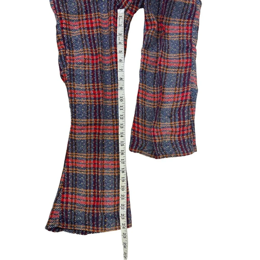 Vtg KMart 70's Girls Pants Suit Vest flare bottoms Costume Blue Red Plaid Hippie